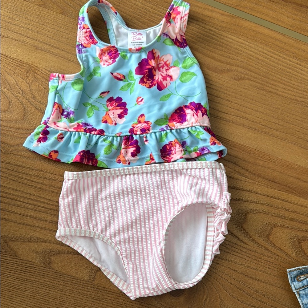Baby Girl Ruffle Butts 2 piece Floral Swimsuit